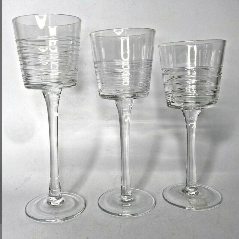 Retired Partylite Clear Lines Stemmed Trio - P90597